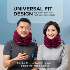 Inflatable Neck Stretcher for Neck Pain Relief, Cervical Traction Device with Hand Pump, 3-Layer Adjustable Neck Decompression Collar for Pinched Nerve, Stiff Neck & Tech Neck Support | Breathable Material