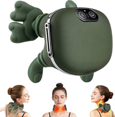 Neck and Shoulder Massager with Heat, Bionic Hand Kneading Deep Tissue Massager for Neck, Shoulders & Back Pain Relief, Wireless Rechargeable Hands-Free Massage Device (Green)