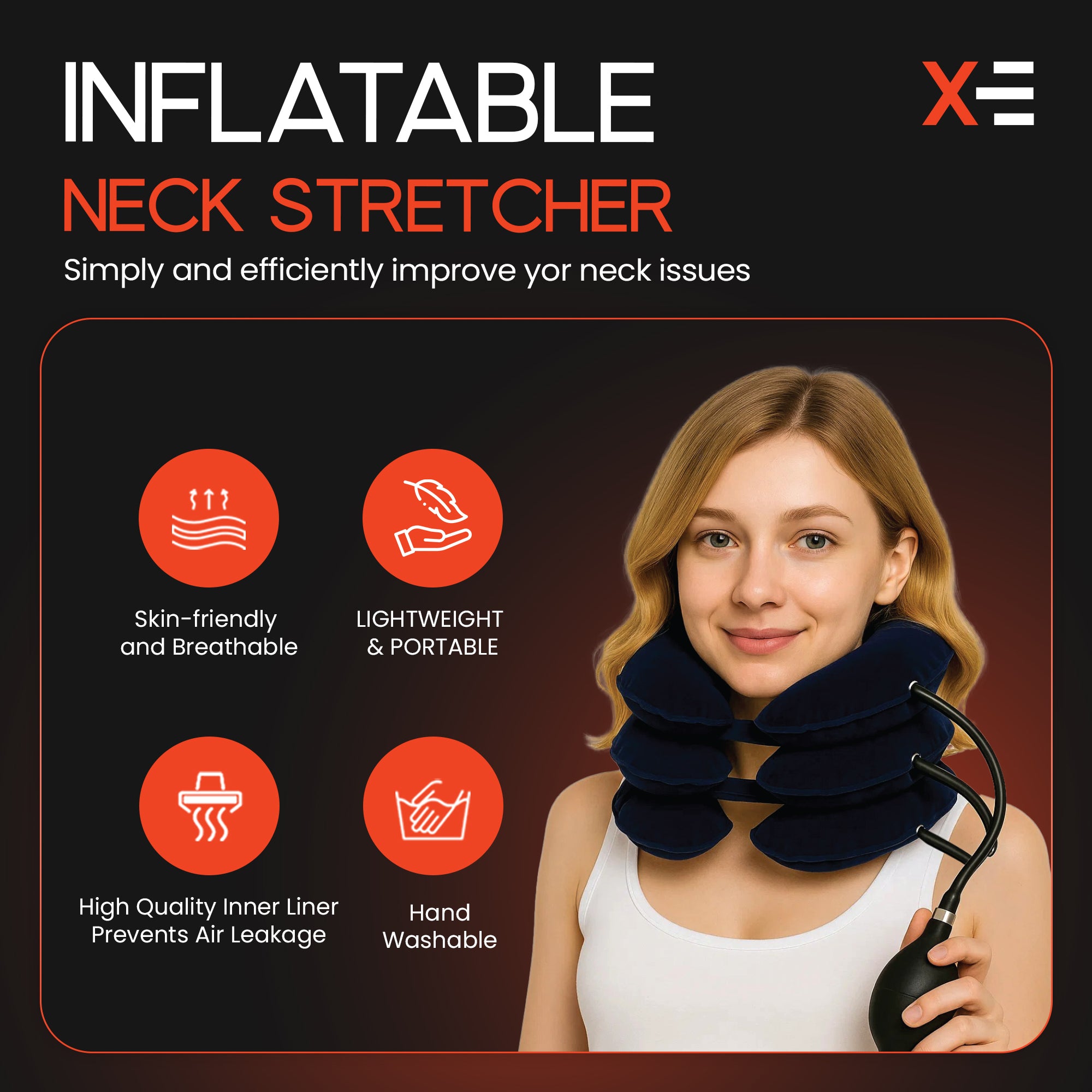 INFLATABLE NECK STRETCHER FOR CERVICAL SPINE & POSTURE CORRECTION