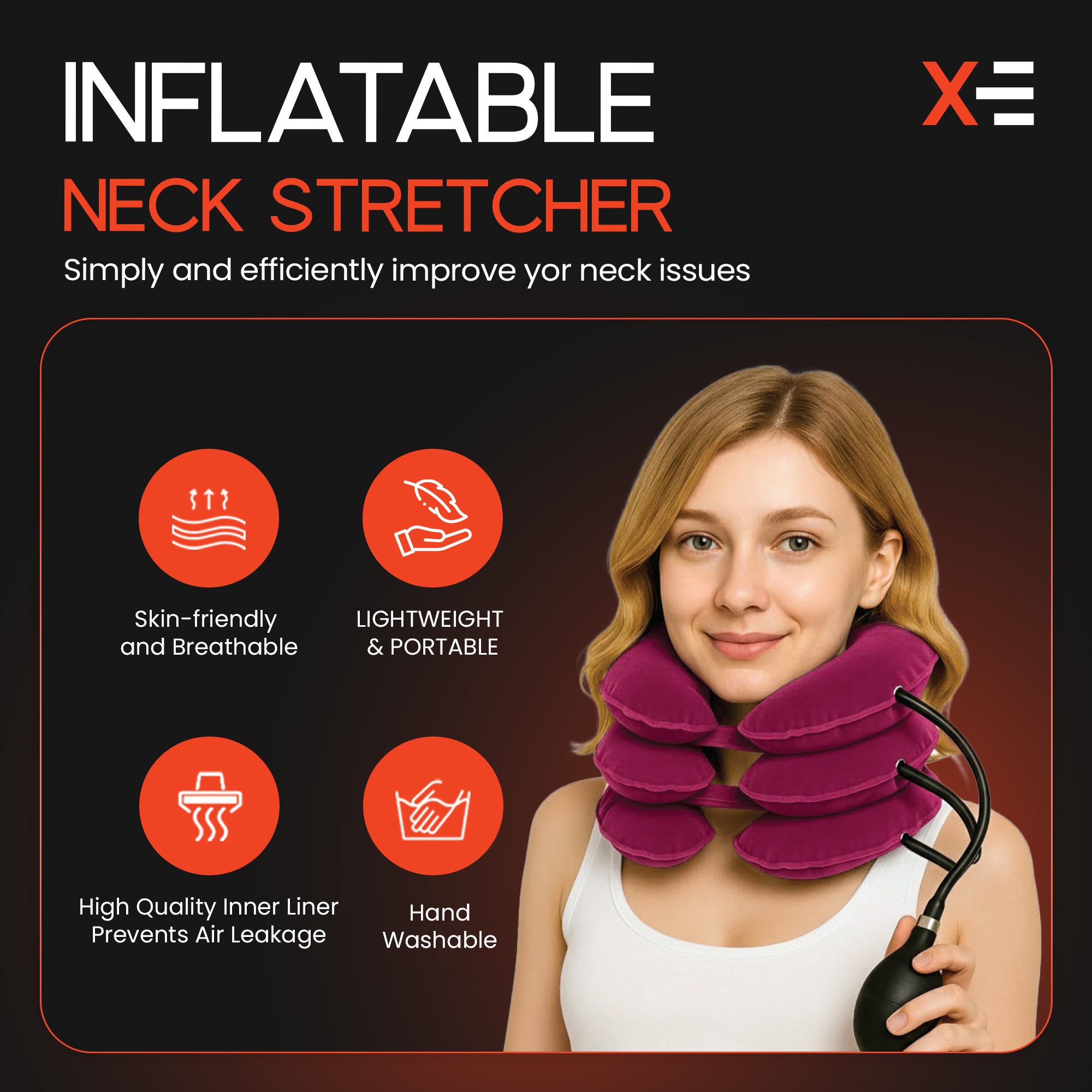 INFLATABLE NECK STRETCHER FOR CERVICAL SPINE & POSTURE CORRECTION