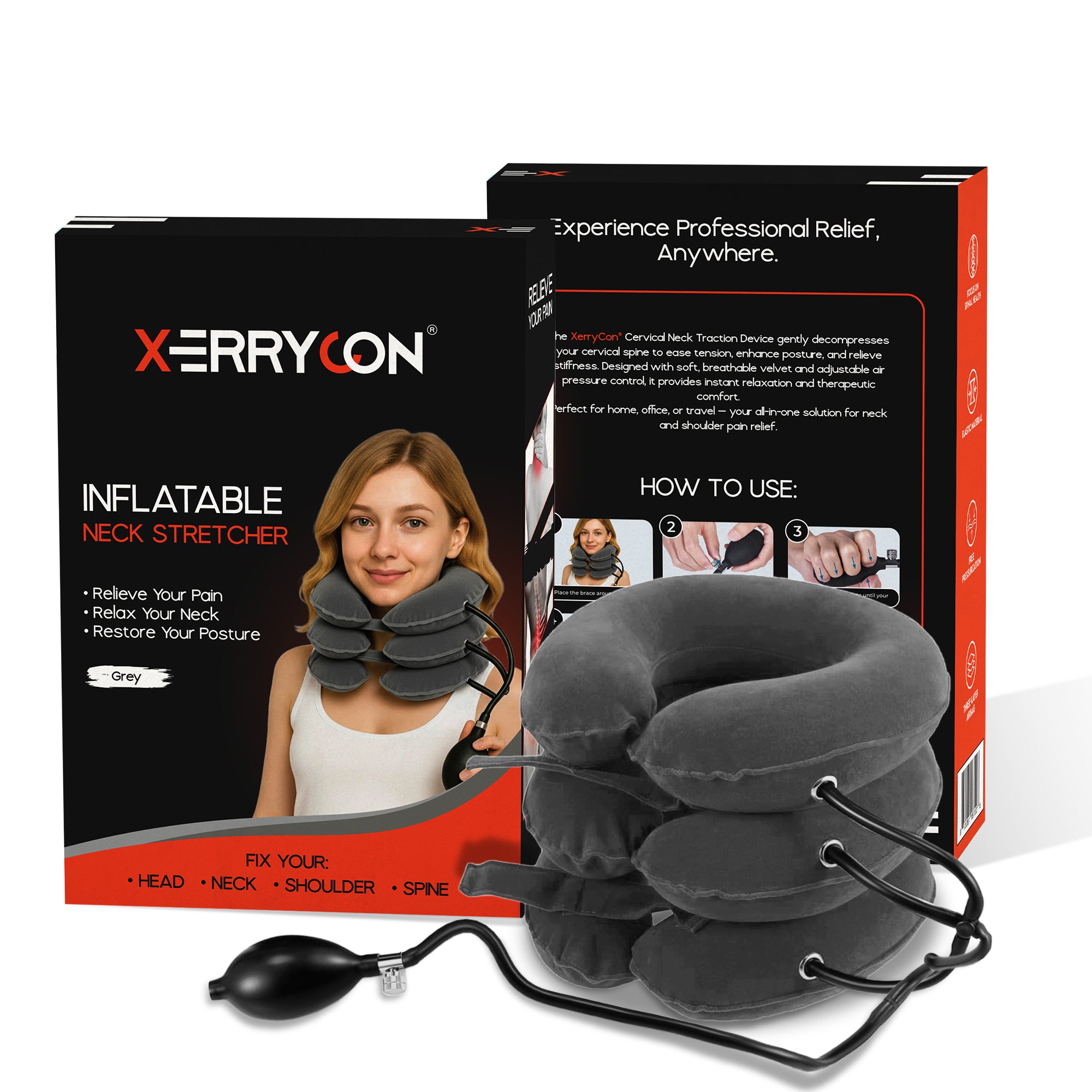 INFLATABLE NECK STRETCHER FOR CERVICAL SPINE & POSTURE CORRECTION