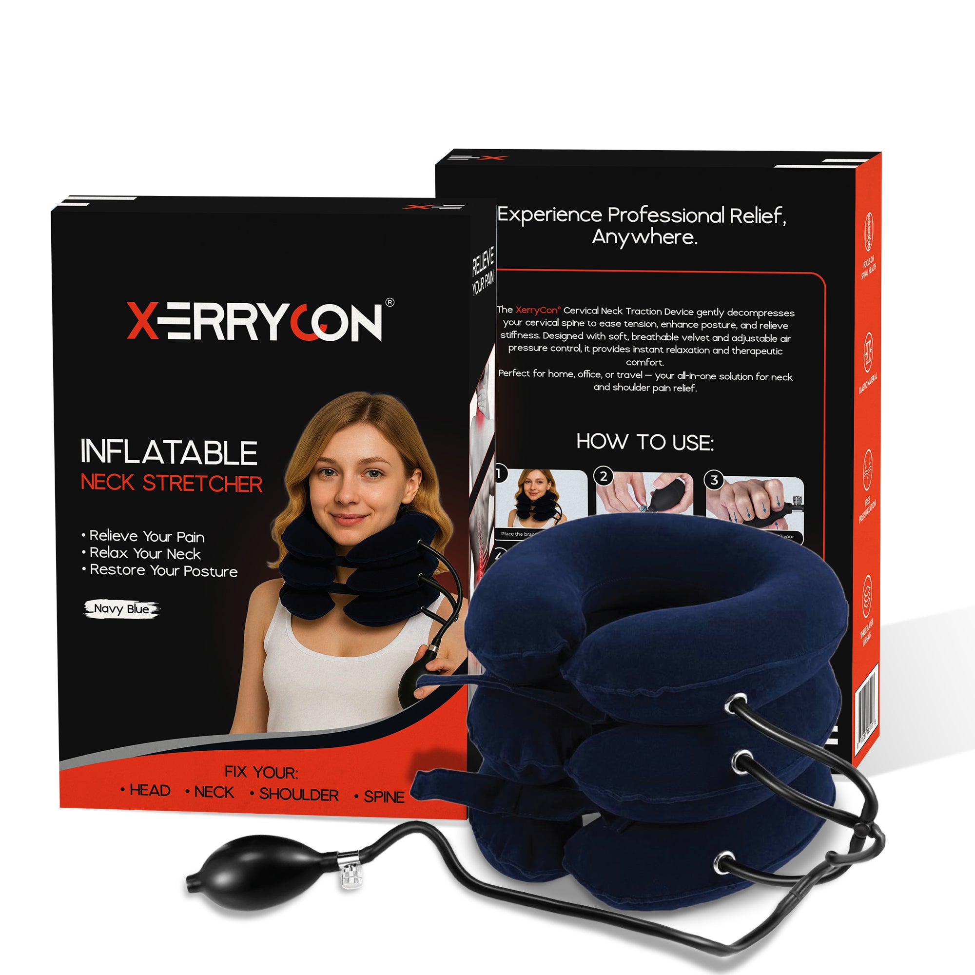 Inflatable neck stretcher for pain relief