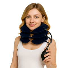 Portable inflatable neck therapy device